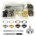 ハトメ キット 【100枚セット+3つの道具】ハトメ 6mm 両面ハトメ ファブリックレザー製品、衣類、帽子、バッグ、靴、ジーンズアクセサリーなどの収納ボックス付き手芸DIYクラフト材料