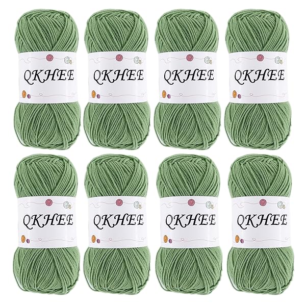 コットンヤーン 合太 中細 毛糸 単色8玉セット1玉約50g180m かぎ針編み 編み物 編み糸 織り糸 ぬいぐるみ用糸 (緑色)