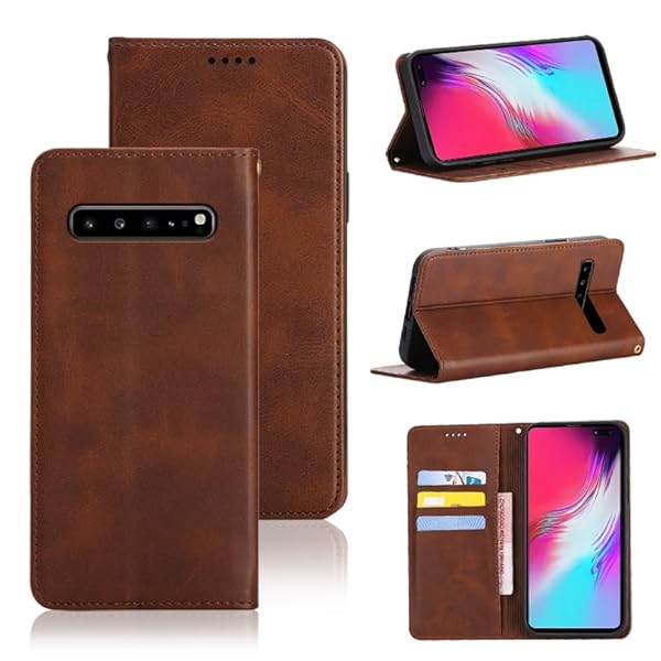 Galaxy S10 ケース 手帳型 対応 SC-03L/SCV41 ケース 手帳型 カバー PUレザー カード収納 財布型 耐衝撃 ケース マグネット スタンド機能付き 5色 (ギャラクシーS10 ケース 手帳型) (ダークブラウン)