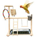インコ 遊び場 天然木材 鳥遊び場 はしご ジム 遊園地 アスレチック 吊下げタイプ 鳥 止まり木 スタンド インコ おもちゃ 玩具 食器 水器 カゴ 秋千 ラダー ブランコ ベル付き 小鳥 文鳥 オウム 鳥の巣 鳥栖 (B イェロー)