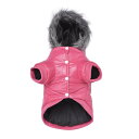 子犬暖かい冬用コート、小型犬用服 子犬の防風厚い保温ドッグウェア、ピンクS