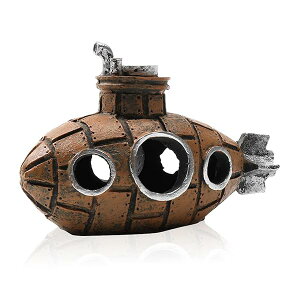 潜水艦 隠れ家 アクアリウム装飾 アクアリウム 水槽 オブジェ アクセサリー オーナメント 隠れ家 シェルター タコツボ 洞窟 セラミックス 置物 小型 インテリアホーム 面白い 可愛い プレゼント 水族館愛好家 友達 (ブラウンの潜水艦)