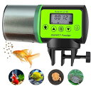 自動給餌器 魚 餌やり器 360°回転 定時 オートフィーダー 魚 熱帯魚 金魚 水族水槽用タイムフィーダー 静音 配給量調節可能 (グリーン)