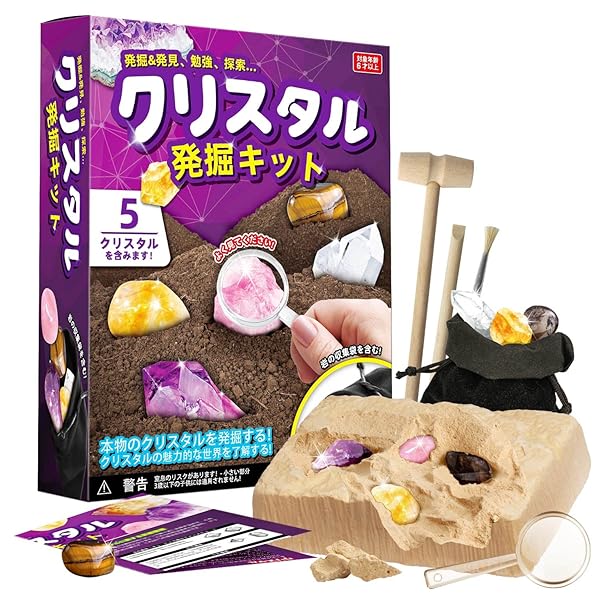 クリスタル発掘キット 水晶発見 宝石採掘 おもちゃ アメジスト 知育 子供 地質学 プレゼント ギフト