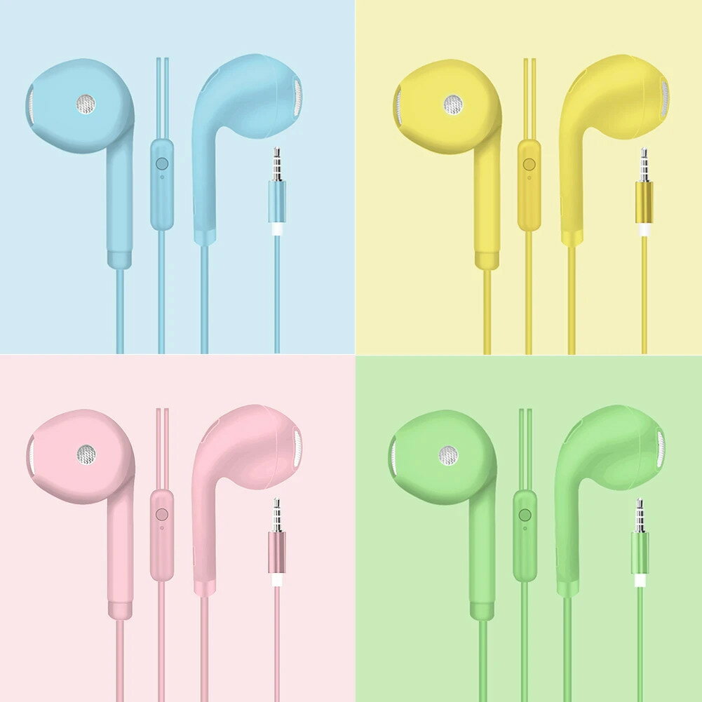 3.5 ミリメートル有線ヘッドセットマカロンイヤホンインイヤーヘッドフォン音楽マルチカラー 1.2 メートルマイクイヤホン付きスマートフォン用ユニバーサル