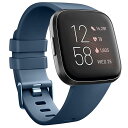 for Fitbit Versa/Versa 2/Versa Lite バンド 交換ベルト 交換用バンド 柔らかい シリコンバンド スポーツバンド 調節可能 (L, ダークブルー)