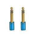 3.5mm(メス)-6.35mm(オス) オーディオ変換アダプタ オーディオ変換プラグ ステレオミニプラグ→ステレオ標準プラグ 変換プラグ 24K金メッキ 二個...