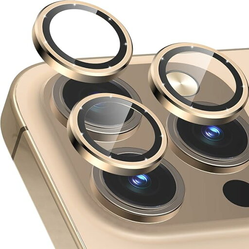 カメラ レンズ保護フィルム iPhone 13 Pro/13 Pro Max用 カメラフィルム 高透過率 9H強化ガラスフィルム アルミニウム合金レンズ保護カバー 3枚 ゴールド カメラ レンズ保護フィルム iPhone 13 Pro/13 Pro Max用 カメラフィルム 高透過率 9H強化ガラスフィルム アルミニウム合金レンズ保護カバー 3枚 ゴールド
