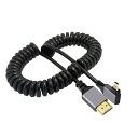 4K 60hz マイクロ HDMI 1.4 オス - HDMI オス 左向きストレッチ コイル状ケーブル 90 度 HDTV モニター コンピューター ラップトップ用