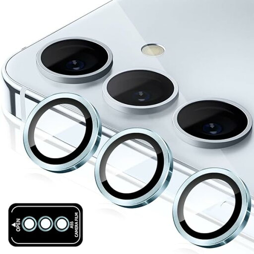 for Galaxy A55 5G 用 カメラフィルム ギャラクシーA55 カメラ保護フィルム 薄型 強化ガラス 耐衝撃 独立型 露出オーバー防止 アルミ合金 カメラカバー (ブルー, Galaxy A55) for Galaxy A55 5G 用 カメラフィルム ギャラクシーA55 カメラ保護フィルム 薄型 強化ガラス 耐衝撃 独立型 露出オーバー防止 アルミ合金 カメラカバー (ブルー, Galaxy A55)