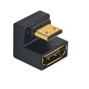 U字型 Mini HDMI to HDMI 変換アダプター、8K HDMI ミニHDMIアダプタ、超高速 48Gbps 上向きオスメス変換アダプタ 8K@60Hz 4K@120Hz テレビHDRフルHD、標準UHD 2.1、1個