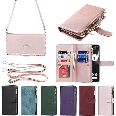 Google Pixel 7A ケース pixel 7a google 縄掛けケース Pixle7A 手帳型 財布型 ICカード コインポケット ストラップ付き カード 収納 小銭入れ ファスナーポケット付き PUレザー 6色ピンク
