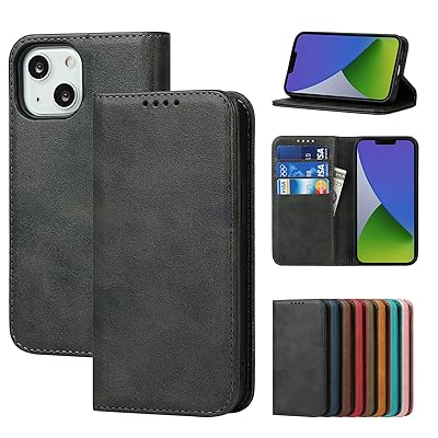 アイフォン For iPhone 15 ケース For iPhone15 手帳型 カバーケース 携帯カバー 内蔵マグネット 合成皮革 For iPhone 15 財布型カバーカード収納 横置きスタンド機能 人気 おしゃれ 二つ折り 耐衝撃 ブラック