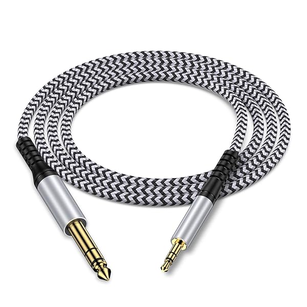 3.5mm オーディオ変換ケーブル 3.5mmミニプラグ to 6.35mm標準プラグ オス-オス ステレオケーブル AUXケーブル 音声ケーブル ステレオミニプラグ ヘッドホン、ホームステレオ、カーステレオ 高耐久ナイロン編み Hi-Fi音質 24