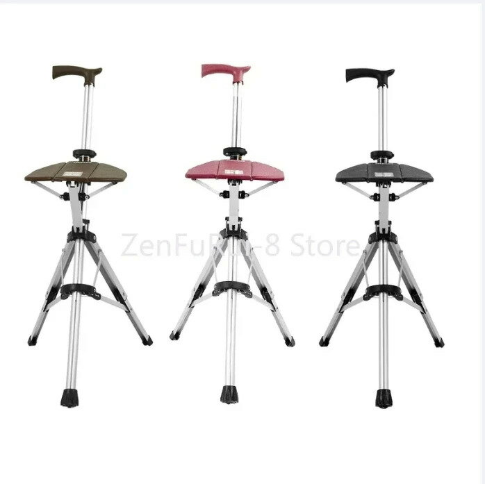 折りたたみ式アルミニウム合金歩行杖スティック,シート付き,調節可能な高齢者用松葉杖,スツール付きチ..