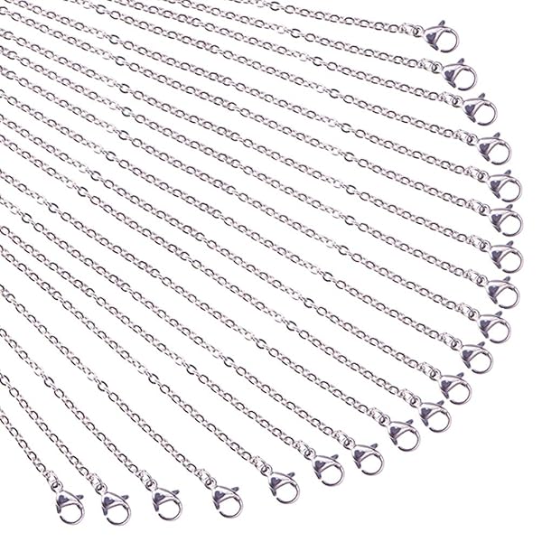 20本 304ステンレスチェーン ネックレス チェーンのみ アズキチェーン ネックレスチェーン リングチェーン 耐久性あり DIY用品 アクセサリーパーツ カニ...