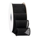 幅50mm バーラップワイヤーリボン 長さ18m ギフト包装、蝶結びの作り方、ナチュラルなウェディングの装飾、クリスマスツリーの飾りに最適 #030ブラック
