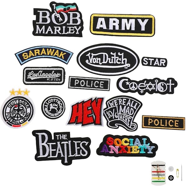 ワッペン 人気セット アイロン貼り付け 縫い付け 可愛いアップリケ 刺繍ワッペン 手芸用 男の子 女の子 複数の刺繍オプション かわいい おしゃれ 入園 入学 幼稚園 保育園 小学校 大人用 (英字ステッカー（15個入り）)