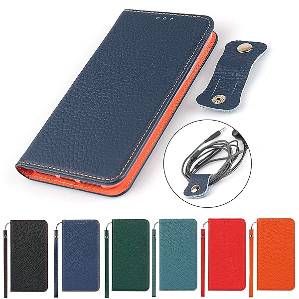 Kyocera 705KC ケース 京セラ かんたんスマホ 705KC ケース 705KC 手帳型 京セラ 705 kc 財布型 カバー 手帳 本革 柔らかい 本皮 高質 スプラットホール付き スプラット同梱 内蔵マグネット -ネイビー