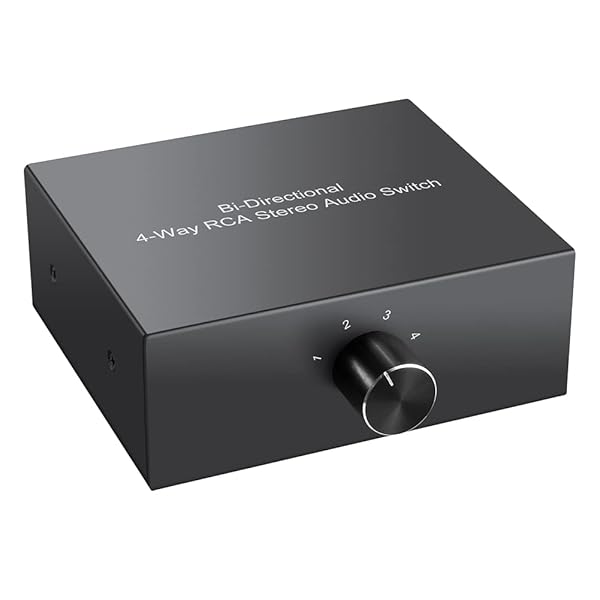 4ウェイ、双方向RCAステレオオーディオスイッチ、1入り4出てまたは4入り1出て L/Rジャックサウンドチャンネル、RCAオーディオスイッチャーセレクター