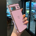 Google Pixel 8a 用 ハートケース 柔軟な TPU シリコン メッキ加工 ソフト 軽量 耐衝撃 おしゃれ 韓国 可愛い グーグル ピクセル 8A ケース 携帯カバー 女性 心パターン スマホケース ワイヤレス充電対応 (パープル)