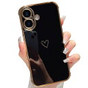 iPhone 16 用 ハートケース いphone16 ケース 柔軟な TPU シリコン スマホケース メッキ加工 ソフト 軽量 耐衝撃 おしゃれ 韓国 可愛い アイフォン 16 ケース 女子 女性 心パターン 携帯電話カバー ワイヤレス充電対応 (