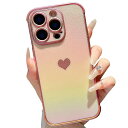iPhone 16 Pro 用 ハートケース iPhone 16 Pro ケース 柔軟な TPU シリコン スマホケース メッキ加工 エッジ ラグジュアリー 蛍光色 虹色 マット カバー ソフト 軽量 耐衝撃 おしゃれ 韓国 可愛い アイフォン 16