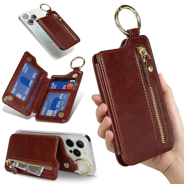 カードケース magsafe カード入れ スタンド機能 ジッパー 小銭入れ リング付き 3枚カード収納可能 iPho..