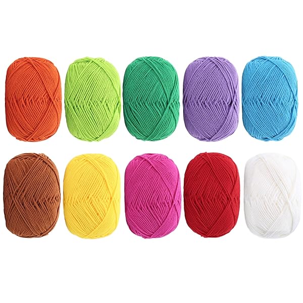 コットンヤーン 毛糸 40g玉巻(約130m)10色セット かぎ針編み 編み物 小物 デコレーション (カラー4)