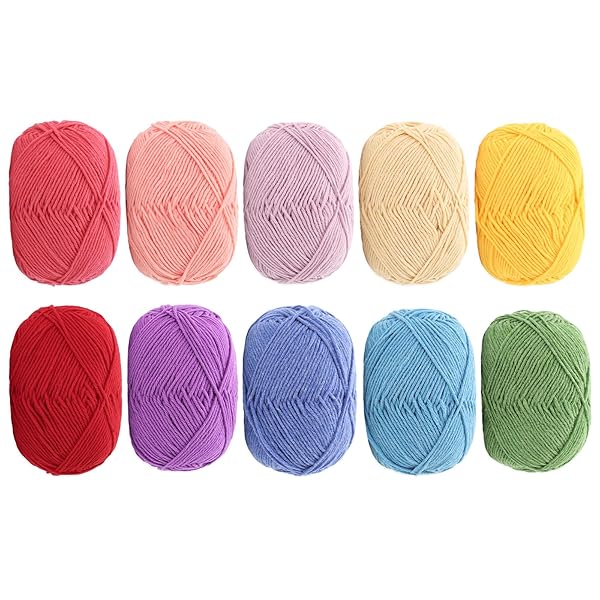 コットンヤーン 毛糸 40g玉巻(約130m)10色セット かぎ針編み 編み物 小物 デコレーション (カラー5)