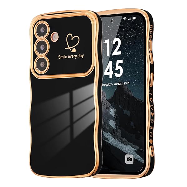 Samsung Galaxy S25 5G 用 ハートケース 人気 おしゃれ サムスン ギャラクシー S25 ウェーブ ケース 柔軟な TPU シリコン スマホケース メッキ加工 ソフト 軽量 耐衝撃 韓国 可愛い ケース 女子 女性 携帯電話カバー