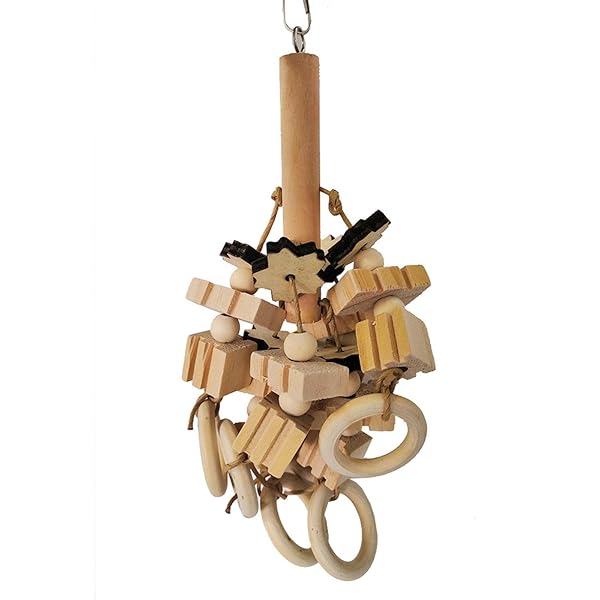 大型中型オウムチューイングおもちゃ、スイング木製ブ、ケージバイト、オウム用ドおもち