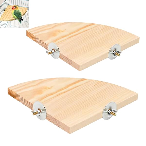 2個セット木製 コーナー インコ とまり木 スタンド ケージ に取り付け ケージステージ 踏み