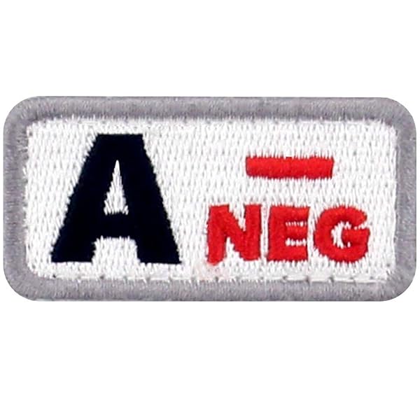 A型 - タクティカル 血液型 刺繍入りマジックテープワッペン 白と赤