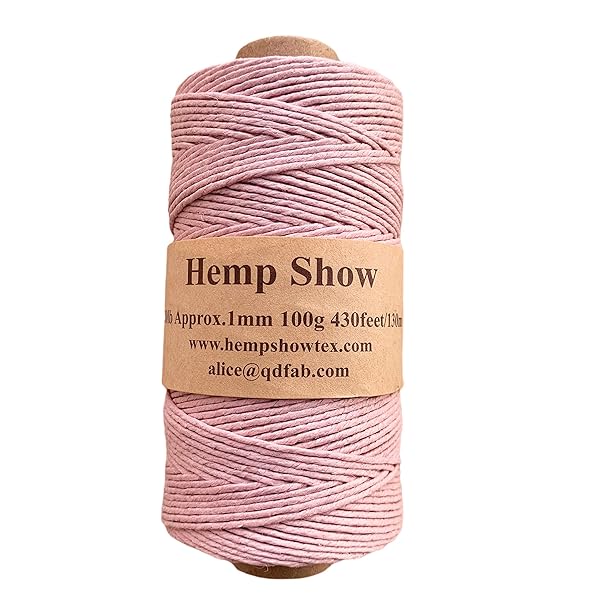 HempShow マカロンカラーパレット ヘンプ製1mm 麻紐(ヘンプ100%) 130m巻 (オーロラピンク)