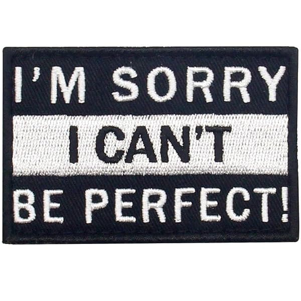すみません、私は完璧にはなれません刺繍入りマジックテープワッペン