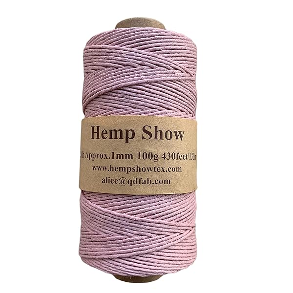 マカロンカラーパレット ヘンプ製1mm 麻紐(ヘンプ100%) 130m巻 (タイム(紫みの赤）)