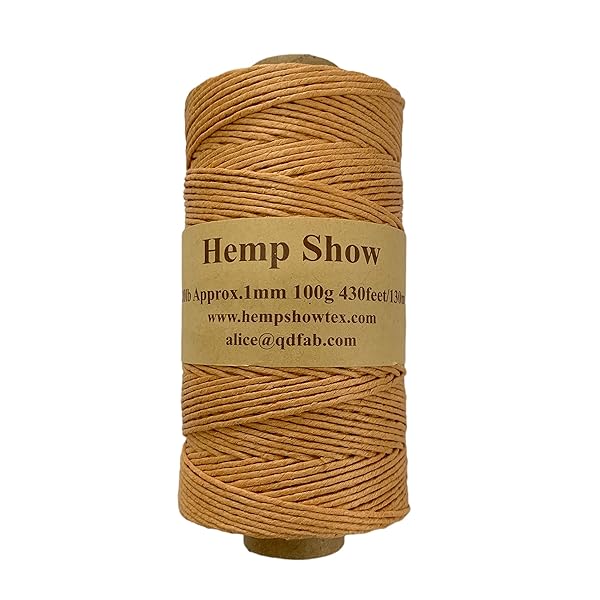 HempShow マカロンカラーパレット ヘンプ製1mm 麻紐(ヘンプ100%) 130m巻 薄いオレンジ （light orange