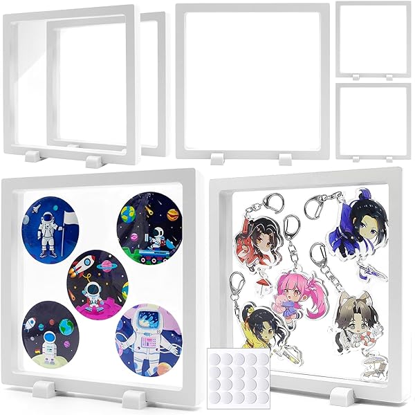 ラバーストラップ アクリルキーホルダー 収納 ディスプレイスタンド-7個セット 缶バッジ 展