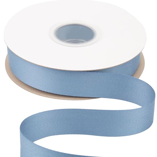 幅25mm ツイルリボン、柔らかいアンティークブルー ヘリンボーンバイアステープ - DIYクラフ