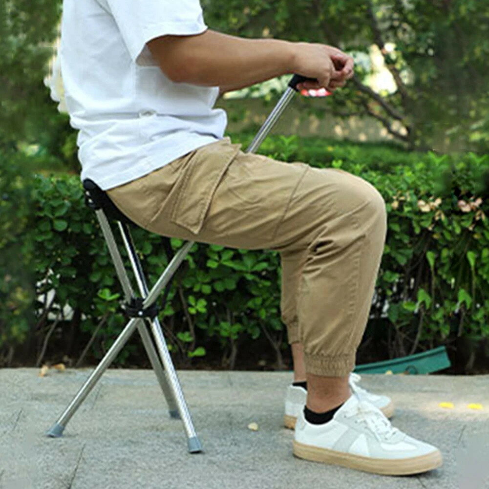 屋外折りたたみ杖椅子高齢者ウォーキングスツールライト登山杖松葉杖スツール