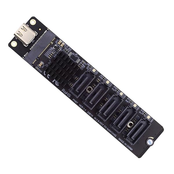 10Gbps USBドライブ USB-C Type-C - NGFF キー B+M SATA 6Gbps 5ポート アダプター コンバーター PMポート乗算器セレクター JMB575 JMS580