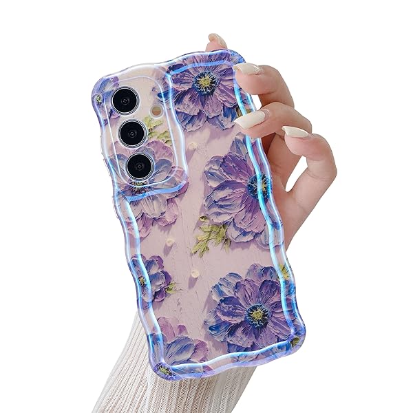 対応 Galaxy S25 ケース ギャラクシーS25 ケース ウェーブ おしゃれ 韓国 可愛い 花柄 薄型 軽量 耐衝..