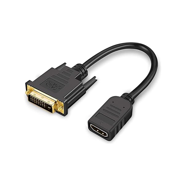 DVI HDMI 変換ケーブル, HDMI メス-DVI-D(24+1) オス 双方向伝送 DVI HDMI 変換 1080P 金メッキ PS4 PS3 Steam Deck適用 ブラック 0.15m