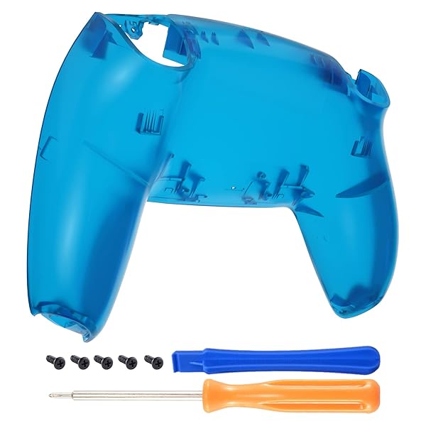ps5コントローラー対応用クリア素材のカスタムバックハウジングボトムシェル、交換用バックシェルカバー「クリアブルー」