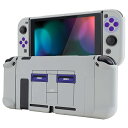 PlayVital Nintendo Switch対応用保護背面カバー、分離可能なJoyconハンドヘルドコントローラープロテクターシェル、Nintendo Switch対応用カスタマイズされたドッキングできる保護ケース【クラシックSNESスタイル】
