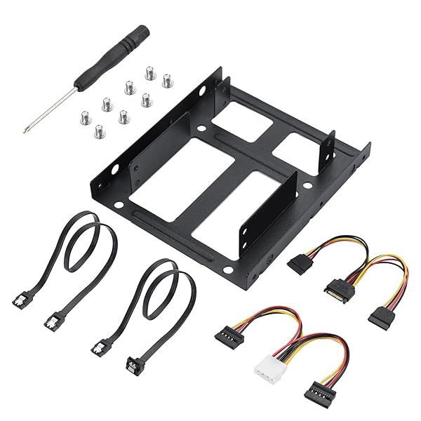 2.5インチ 3.5インチ 変換マウンタ 2.5インチ SSD/HDD用 SSD 変換ブラケット 2.5インチ から 3.5インチ変換 2台取付け ssd マウント 金属製 ネジセット 2xSATAデータケーブルと2x電源ケーブル付き