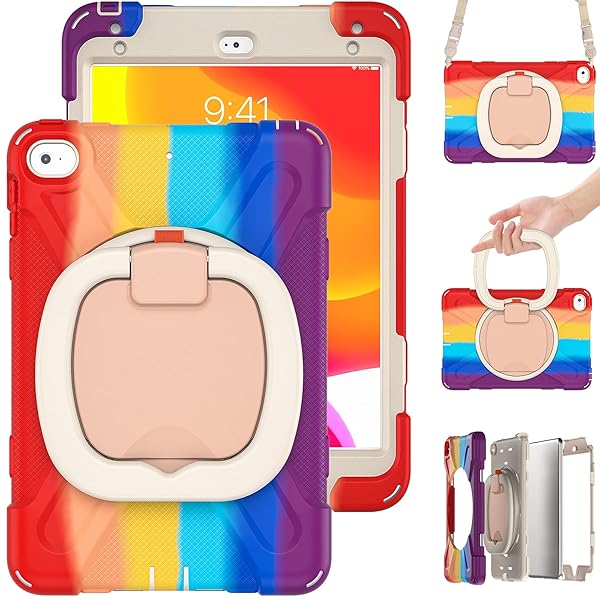 楽天ぺんぎんやiPad Mini 5/iPad Mini 4ケース 360°回転持ち手 耐衝撃 ペンシル収納 頑丈 キッズ かわいい 子供 子ども 持ち手付き 肩掛け 斜め掛け アイパッド ミニ5/4 2018/2015 7.9インチカバー 横置き 縦置き可能 可