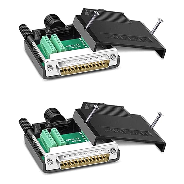 2個 D-SUBコネクタ 25ピン オス RS-232 DB25変換コネクタ はんだ不要 DSUB25ピン シリアル変換アダプタ シリアルコンバータ 基板 自作 シリアル パラレル 通信 コネクタカバー付き