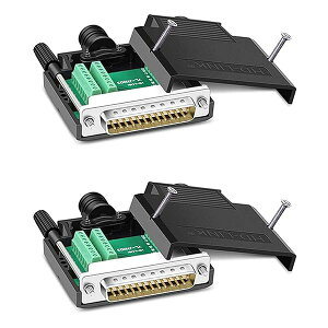2個 D-SUBコネクタ 25ピン オス RS-232 DB25変換コネクタ はんだ不要 DSUB25ピン シリアル変換アダプタ シリアルコンバータ 基板 自作 シリアル パラレル 通信 コネクタカバー付き